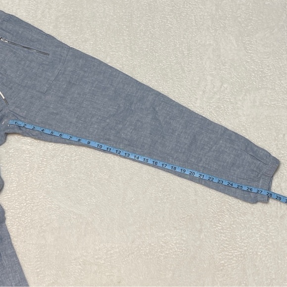 Athleta Cabo Linen Jogger Activewear Summer Pant in Chambray Blue Women's 2 - Picture 6 of 7